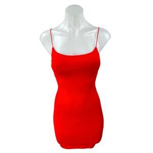 Zara Red Sleeveless Spaghetti Strap Cami Camisole Mini Bodycon Tank Dress Size S